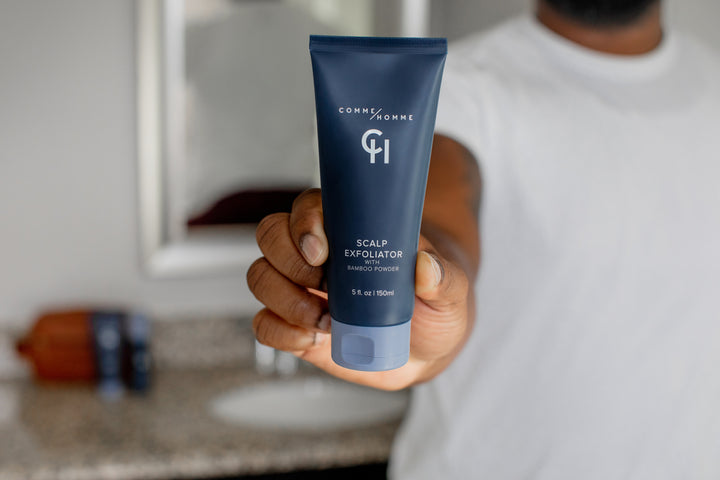 Comme Homme Scalp Exfoliator for smooth skin on white 